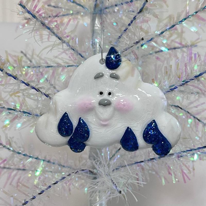 Cloud Ornament 3D Printed Holiday Collectable