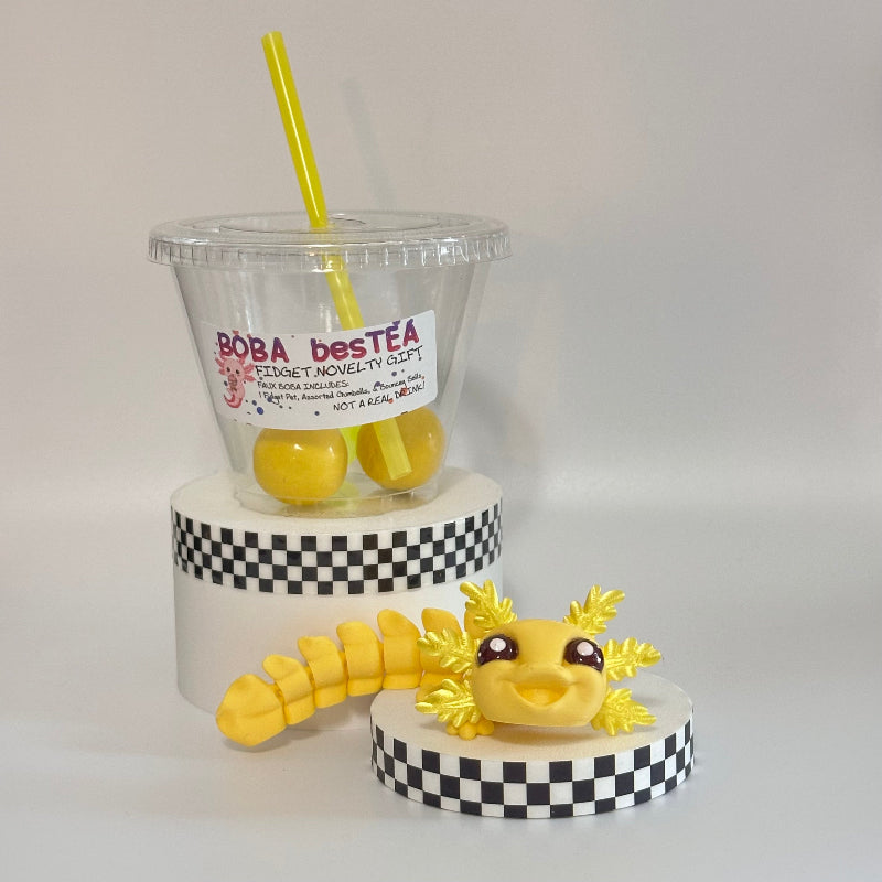 Honey Caramel Delight Axolotl Novelty Boba Bestie 3D Printed Fidget Collectable