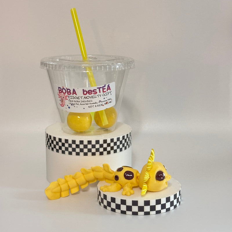 Honey Caramel Delight Axolotl Novelty Boba Bestie 3D Printed Fidget Collectable