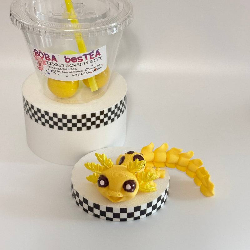 Honey Caramel Delight Axolotl Novelty Boba Bestie 3D Printed Fidget Collectable