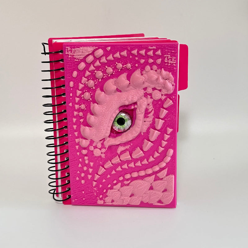 Pink Dragon Spiral Bound 3-Tab Index Card Notebook