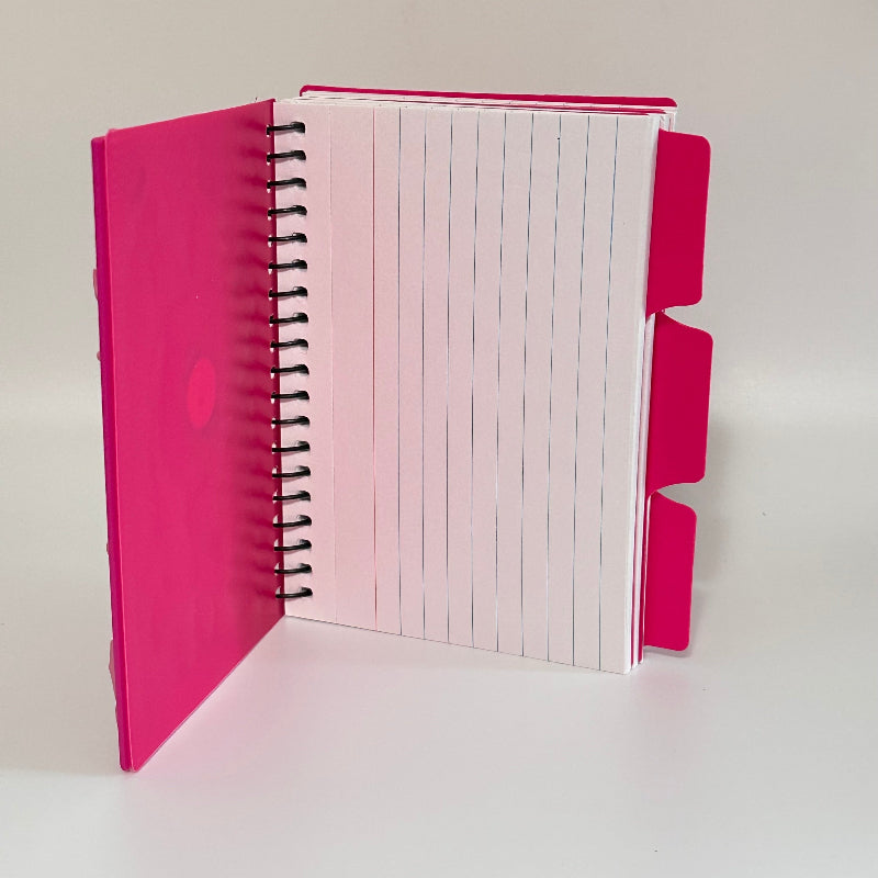 Pink Dragon Spiral Bound 3-Tab Index Card Notebook