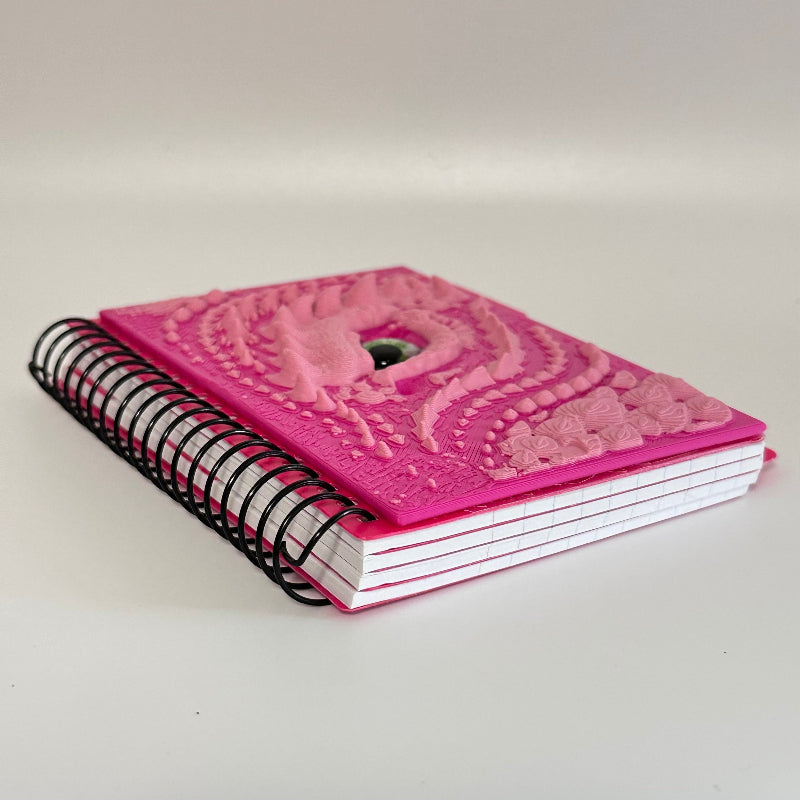 Pink Dragon Spiral Bound 3-Tab Index Card Notebook