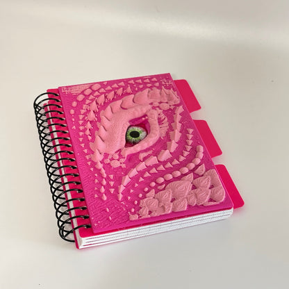 Pink Dragon Spiral Bound 3-Tab Index Card Notebook