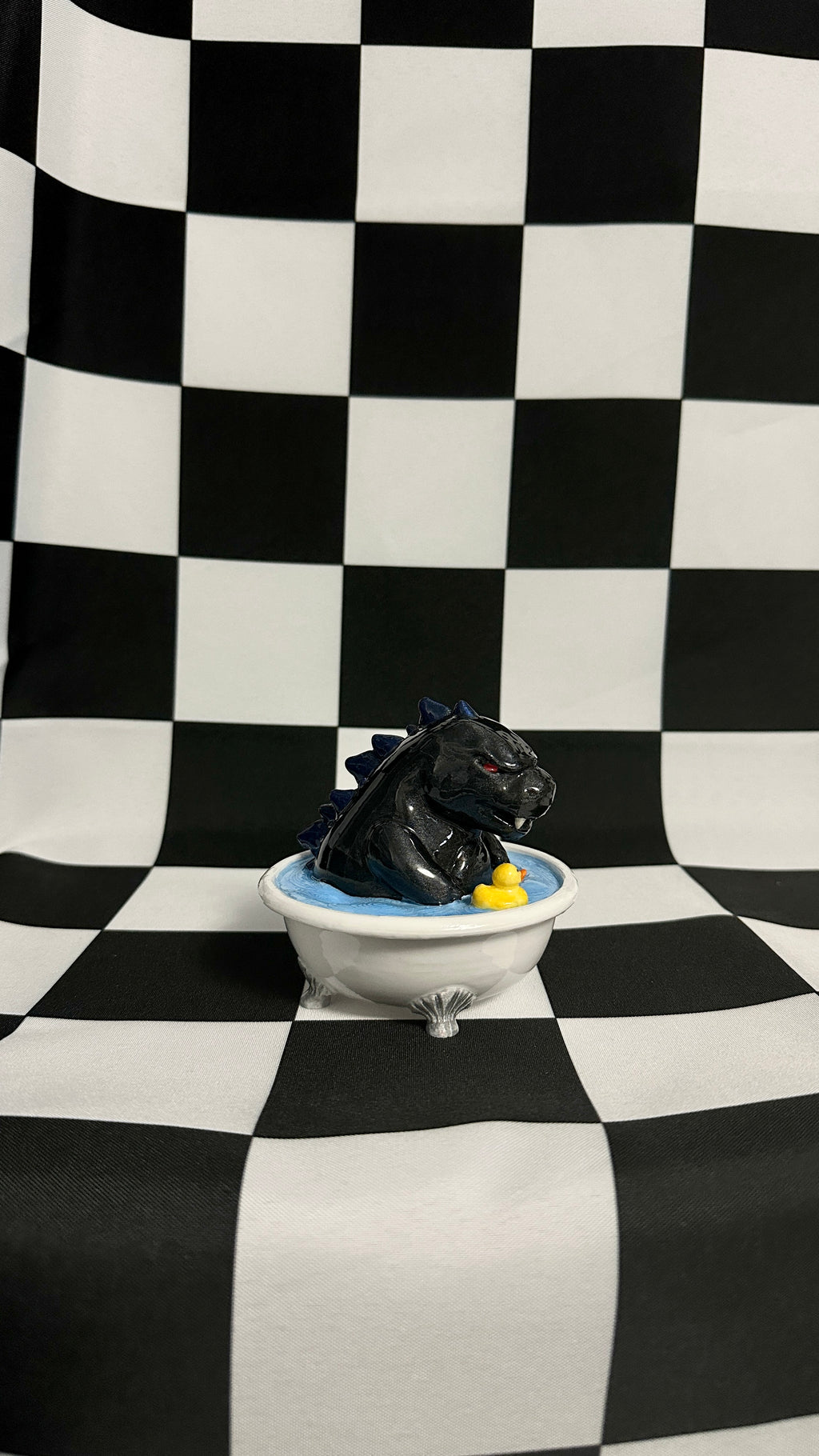 Chibi Godzilla In A Bathtub with Rubber Ducky 3D Printed Figurine