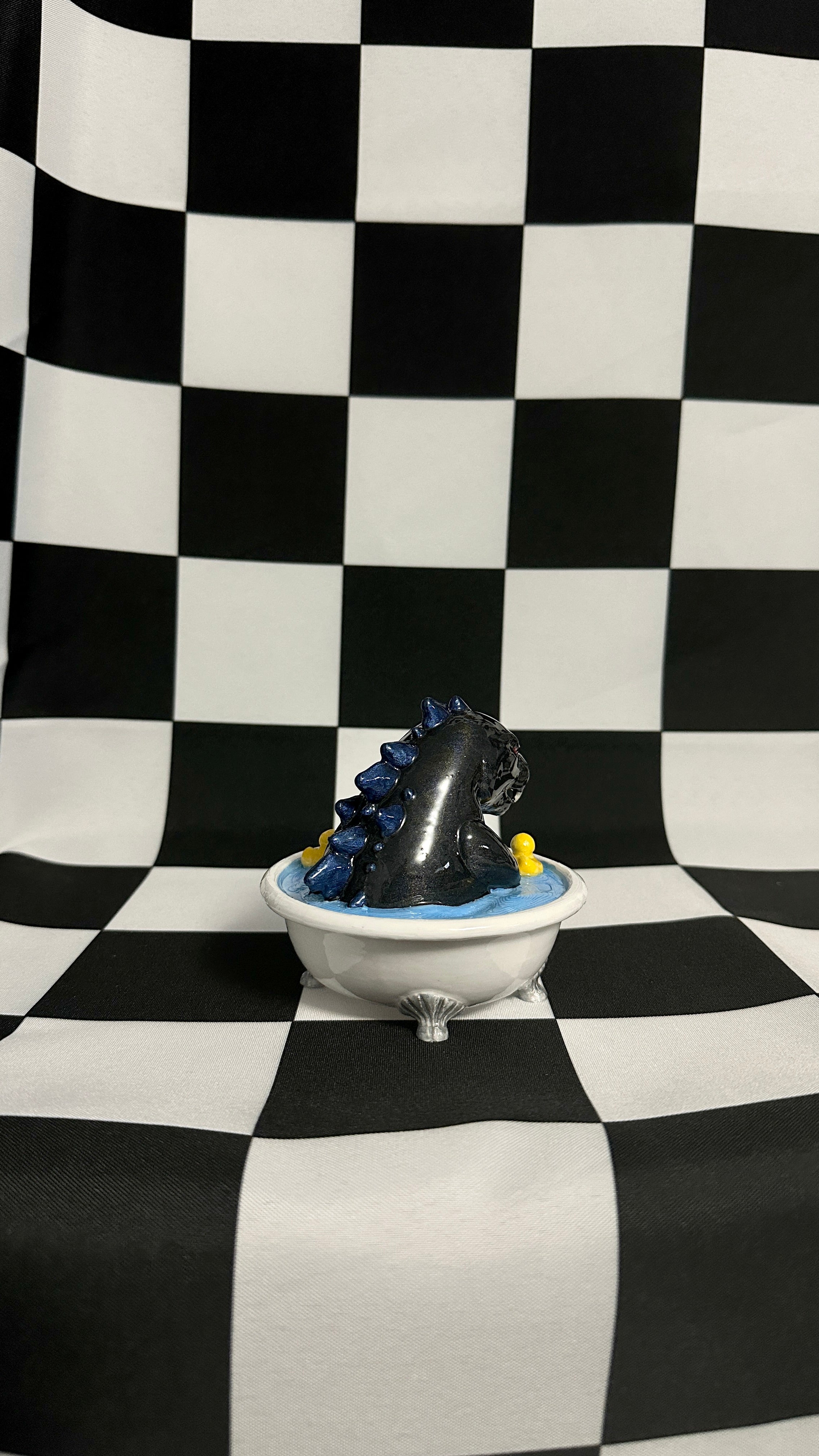 Chibi Godzilla In A Bathtub with Rubber Ducky 3D Printed Figurine