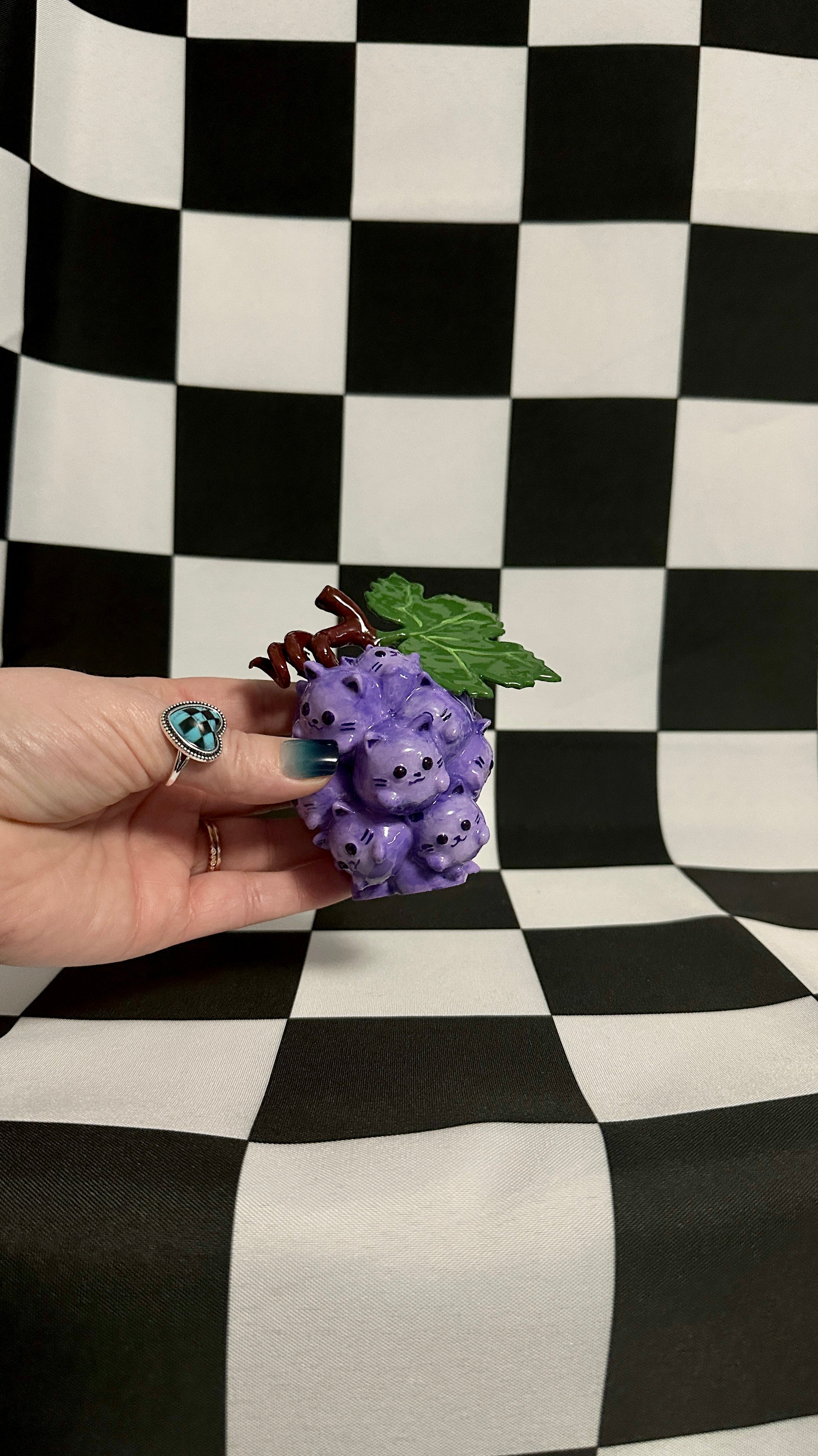 Kawaii Grape Cat Cluster 3D Printed Figurine