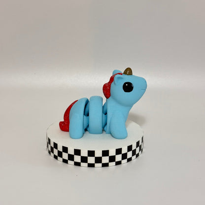 Crimson Tide Magical Blue 3D Printed Fidget Unicorn Collectable