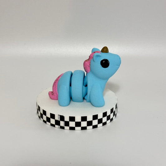 Bubbleglow Magical Blue 3D Printed Fidget Unicorn Collectable