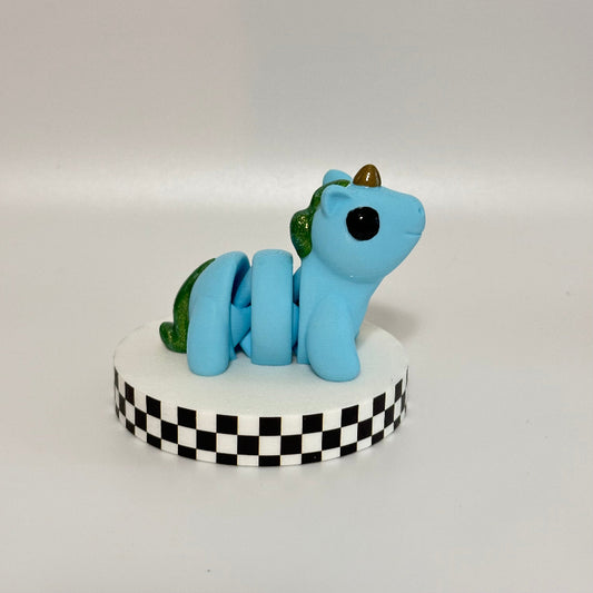 Emerald Wave Magical Blue 3D Printed Fidget Unicorn Collectable