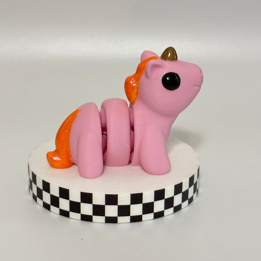 Tangerine Twinkle Magical Pink 3D Printed Fidget Unicorn Collectable