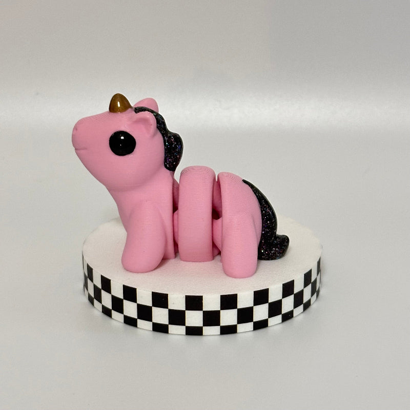 Midnight Blush Magical Pink 3D Printed Fidget Unicorn Collectable