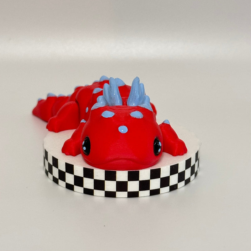 Ruby Flare: Large Red Salamander Dragon 3D Printed Fidget Collectible