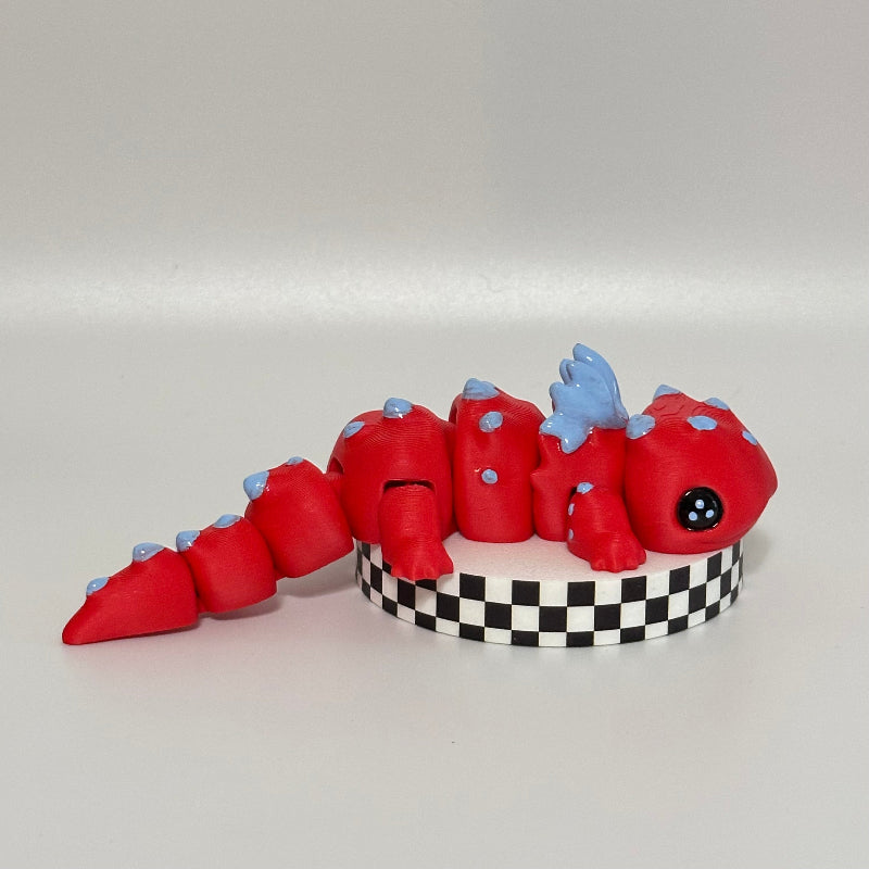 Ruby Flare: Large Red Salamander Dragon 3D Printed Fidget Collectible