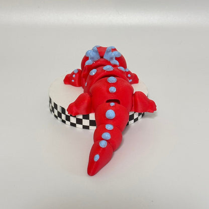 Ruby Flare: Large Red Salamander Dragon 3D Printed Fidget Collectible