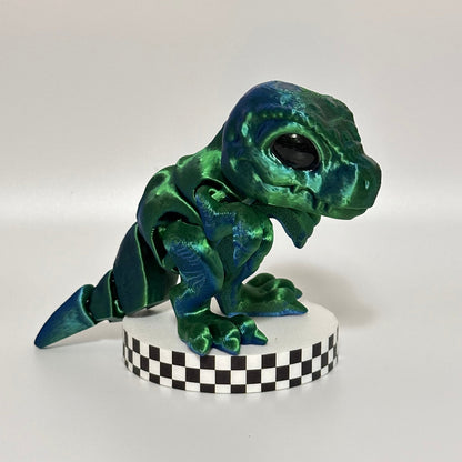 AquaChomp: Large Standing Silky Blue-Green T-Rex Fidget Collectible