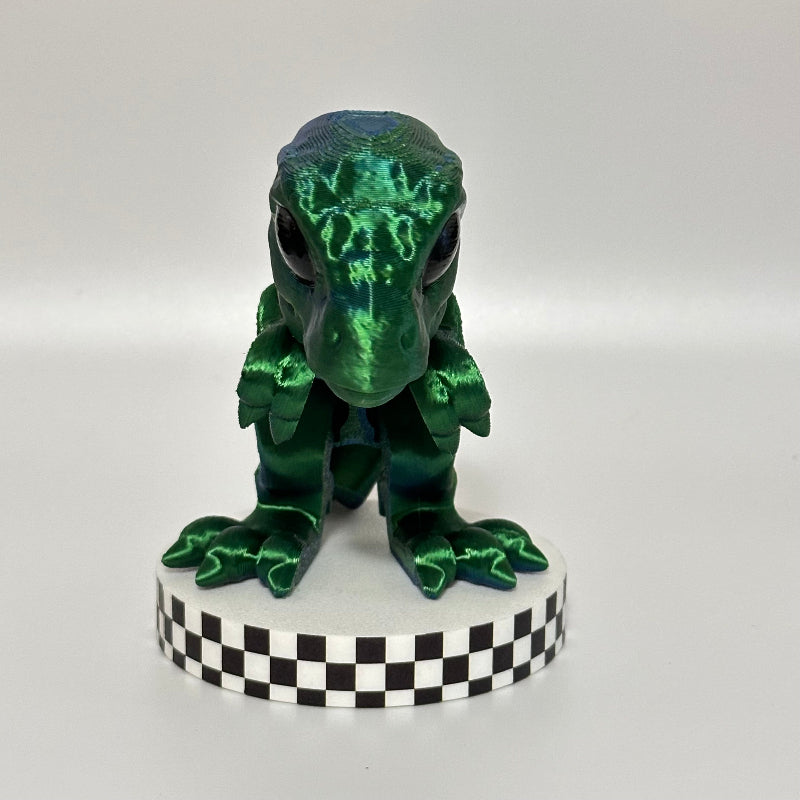 AquaChomp: Large Standing Silky Blue-Green T-Rex Fidget Collectible