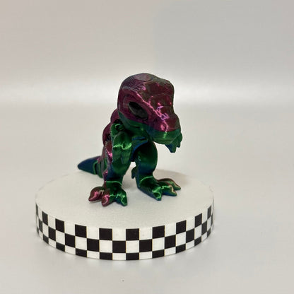 ShimmerChomp: Small Standing Silky Purple-Blue-Green T-Rex Fidget Collectible