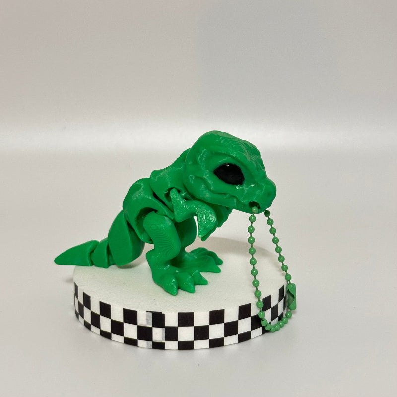 Tiny Roary: Green T-Rex Keychain 3D Printed Fidget Collectible