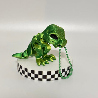 Tiny Roary: Green T-Rex Keychain 3D Printed Fidget Collectible