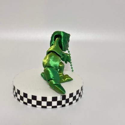 Tiny Roary: Green T-Rex Keychain 3D Printed Fidget Collectible