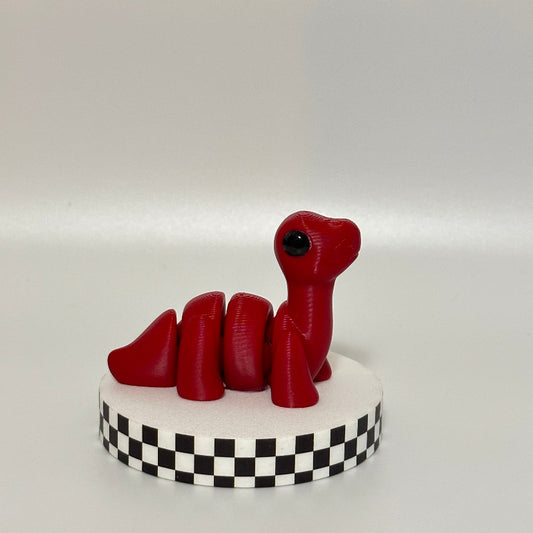 Ruby Wanderer: Red Brontosaurus 3D Printed Fidget Collectible