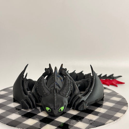 Large Night Fury 3D Printed Fidget Dragon Collectible