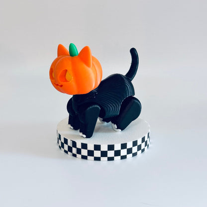 Pumpkitty The 3D Printed Fidget Collectable Cat