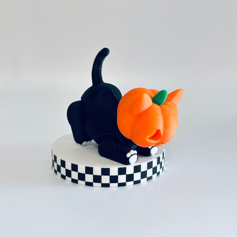 Pumpkitty The 3D Printed Fidget Collectable Cat