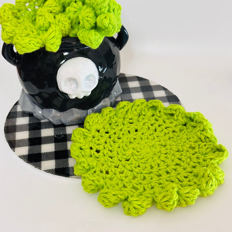 PotionBrewer Cauldron 3D Printed and Crocheted Coaster Set