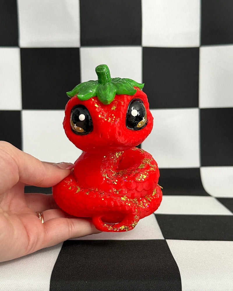 Kawaii Strawberry Snake Figurine