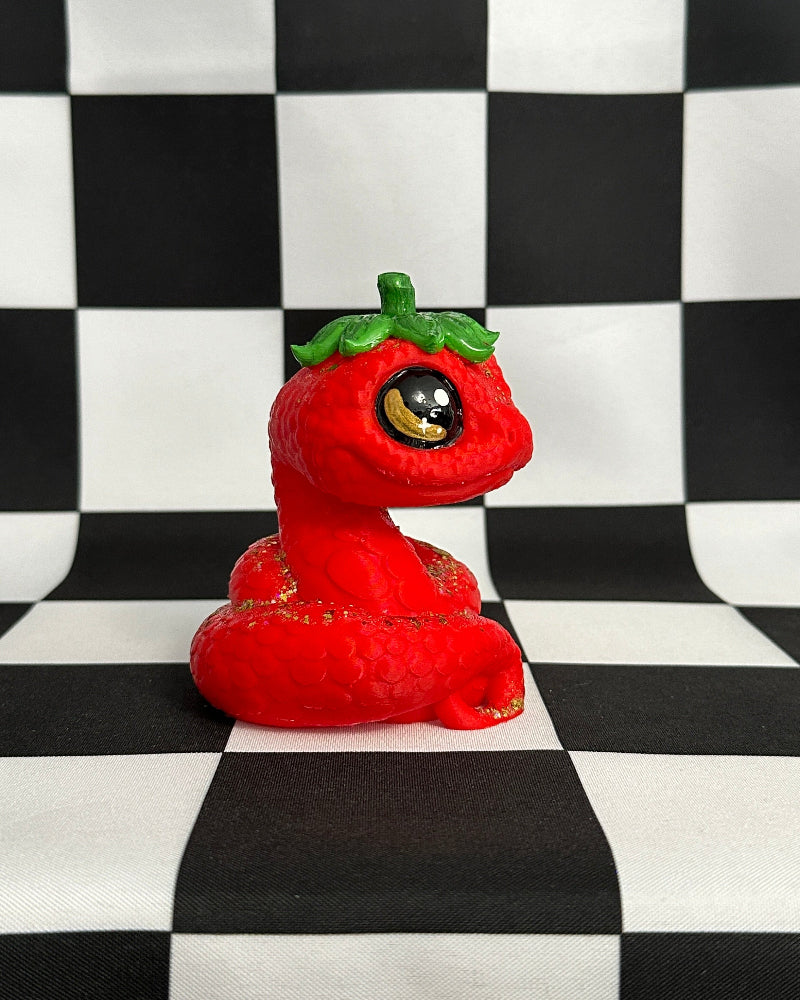 Kawaii Strawberry Snake Figurine