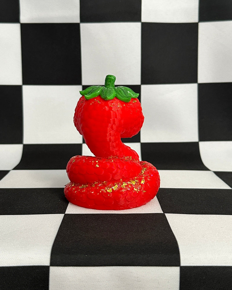 Kawaii Strawberry Snake Figurine