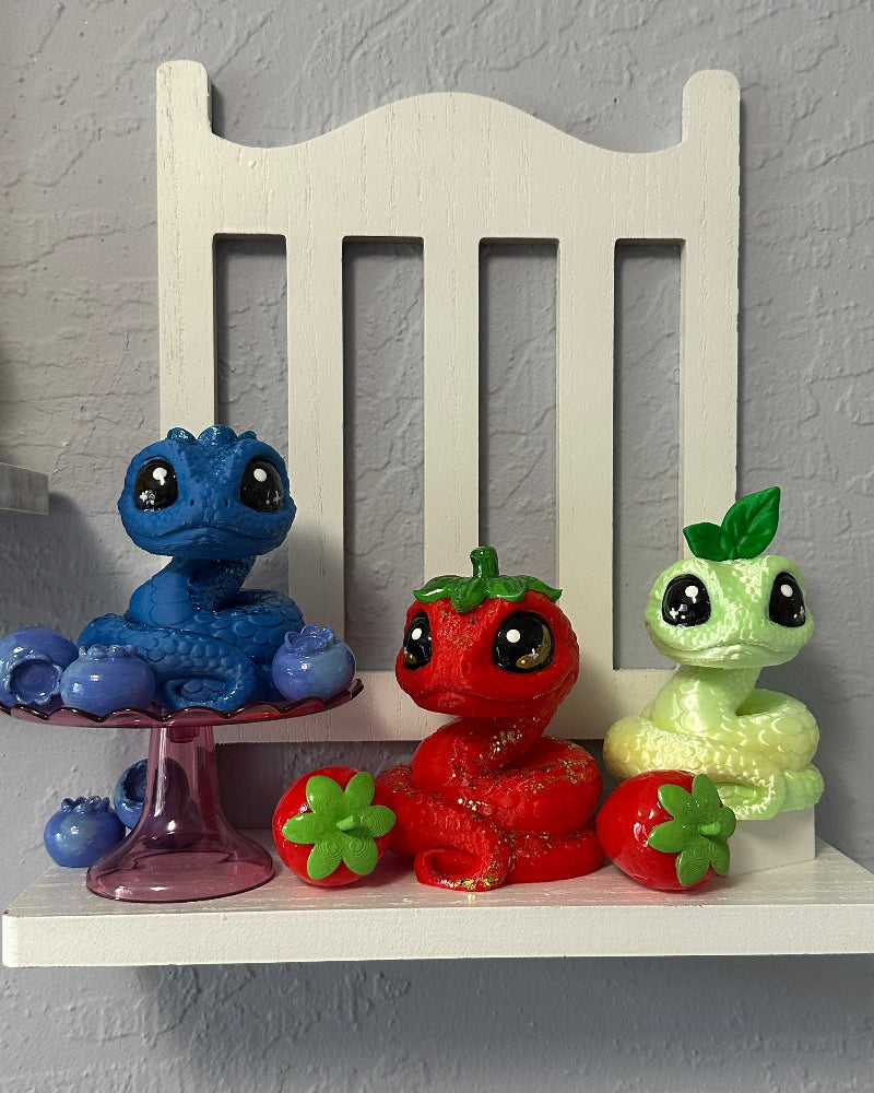 Kawaii Strawberry Snake Figurine