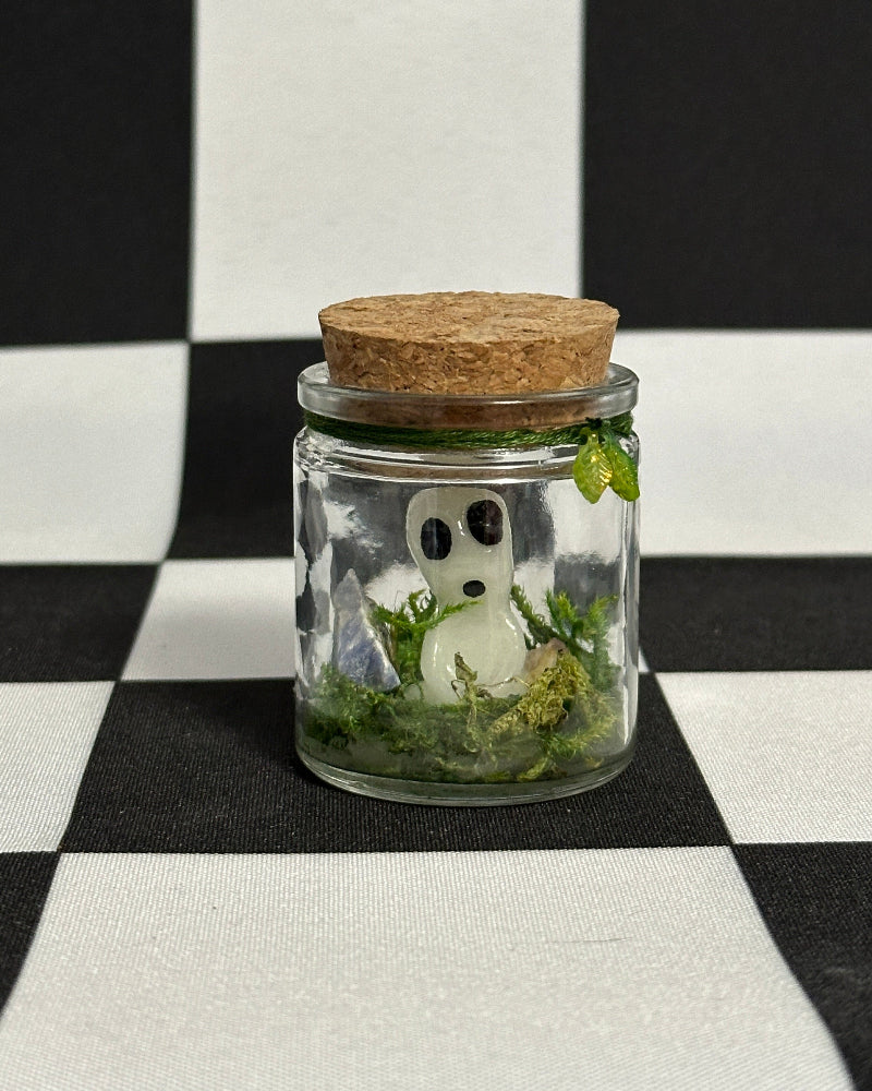 Kodama Terrarium – Version 1 | Glow-in-the-Dark Forest Spirit Mini Display