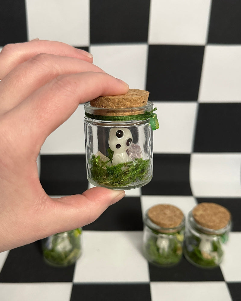 Kodama Terrarium – Version 2 | Glow-in-the-Dark Forest Spirit Mini Display