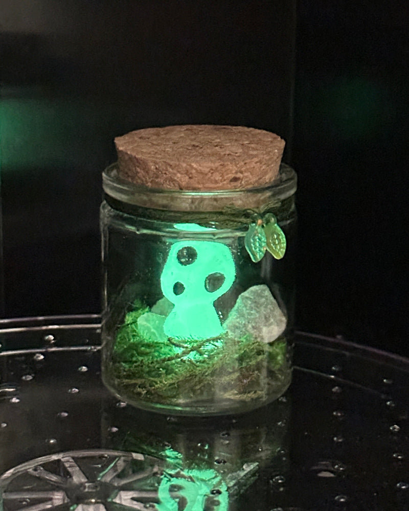 Kodama Terrarium – Version 2 | Glow-in-the-Dark Forest Spirit Mini Display
