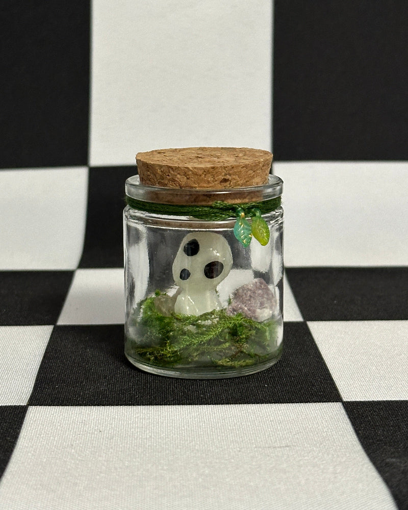Kodama Terrarium – Version 2 | Glow-in-the-Dark Forest Spirit Mini Display