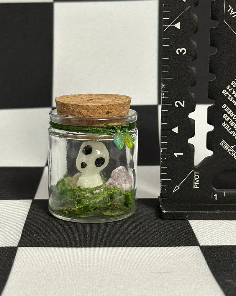 Kodama Terrarium – Version 2 | Glow-in-the-Dark Forest Spirit Mini Display