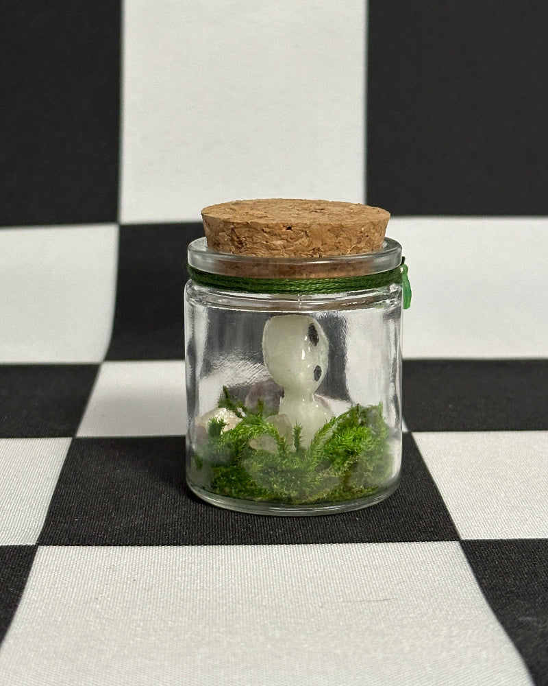 Kodama Terrarium – Version 2 | Glow-in-the-Dark Forest Spirit Mini Display