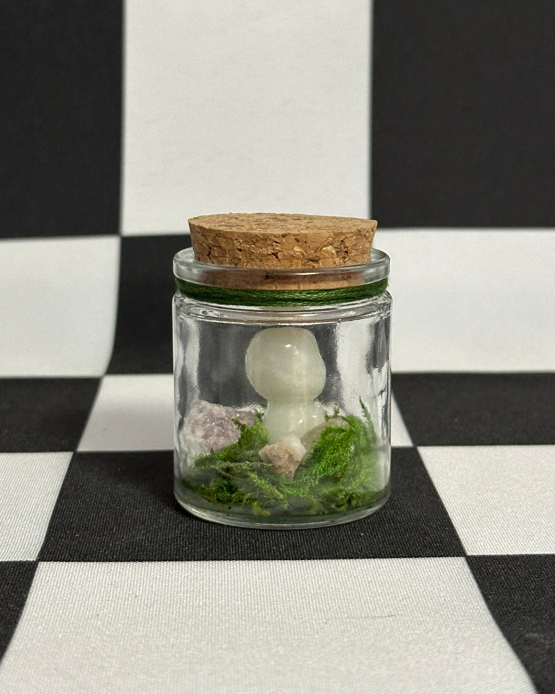 Kodama Terrarium – Version 2 | Glow-in-the-Dark Forest Spirit Mini Display