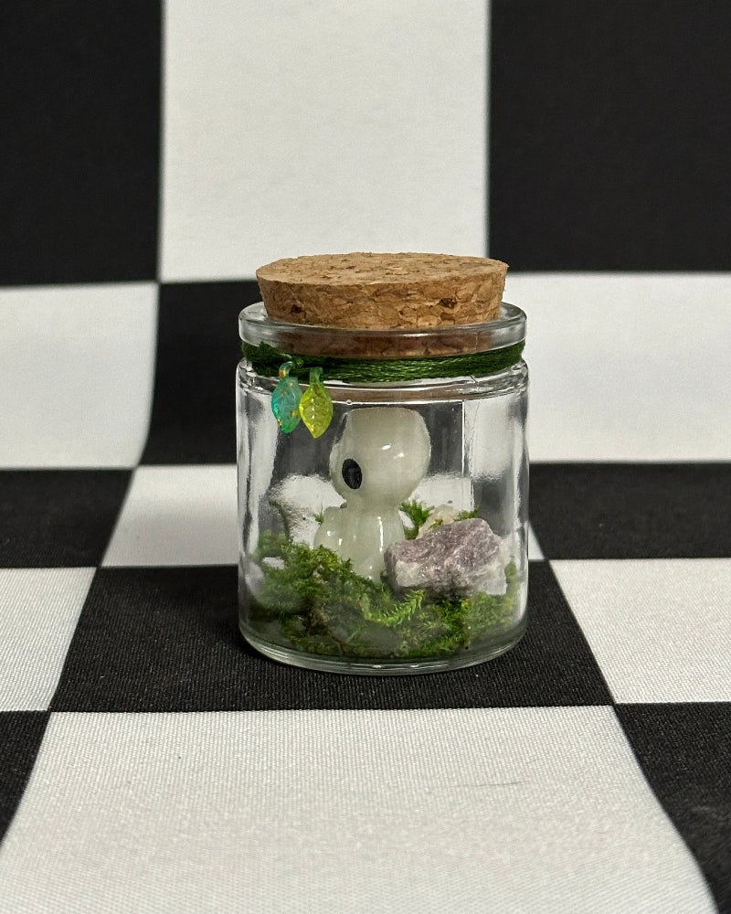 Kodama Terrarium – Version 2 | Glow-in-the-Dark Forest Spirit Mini Display