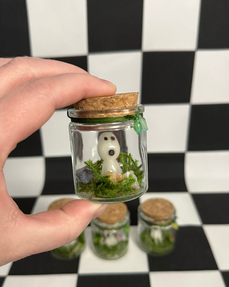 Kodama Terrarium – Version 3 | Glow-in-the-Dark Forest Spirit Mini Display