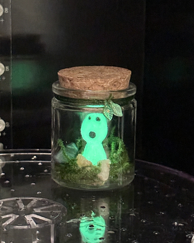 Kodama Terrarium – Version 3 | Glow-in-the-Dark Forest Spirit Mini Display