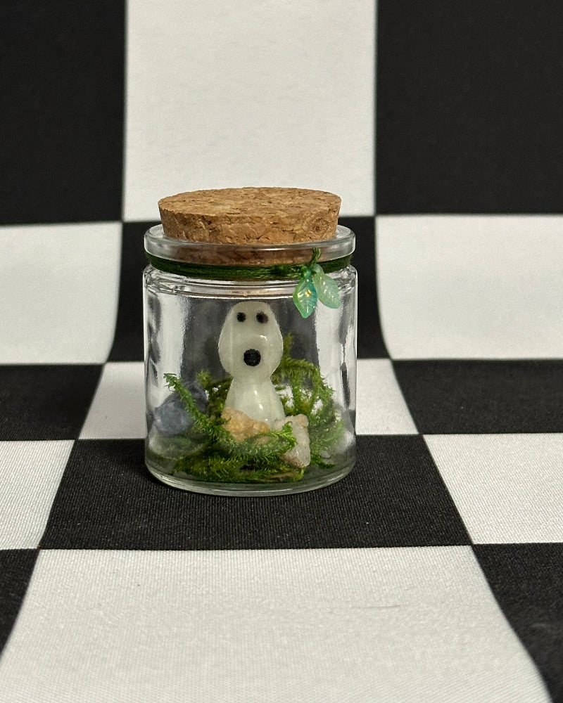 Kodama Terrarium – Version 3 | Glow-in-the-Dark Forest Spirit Mini Display