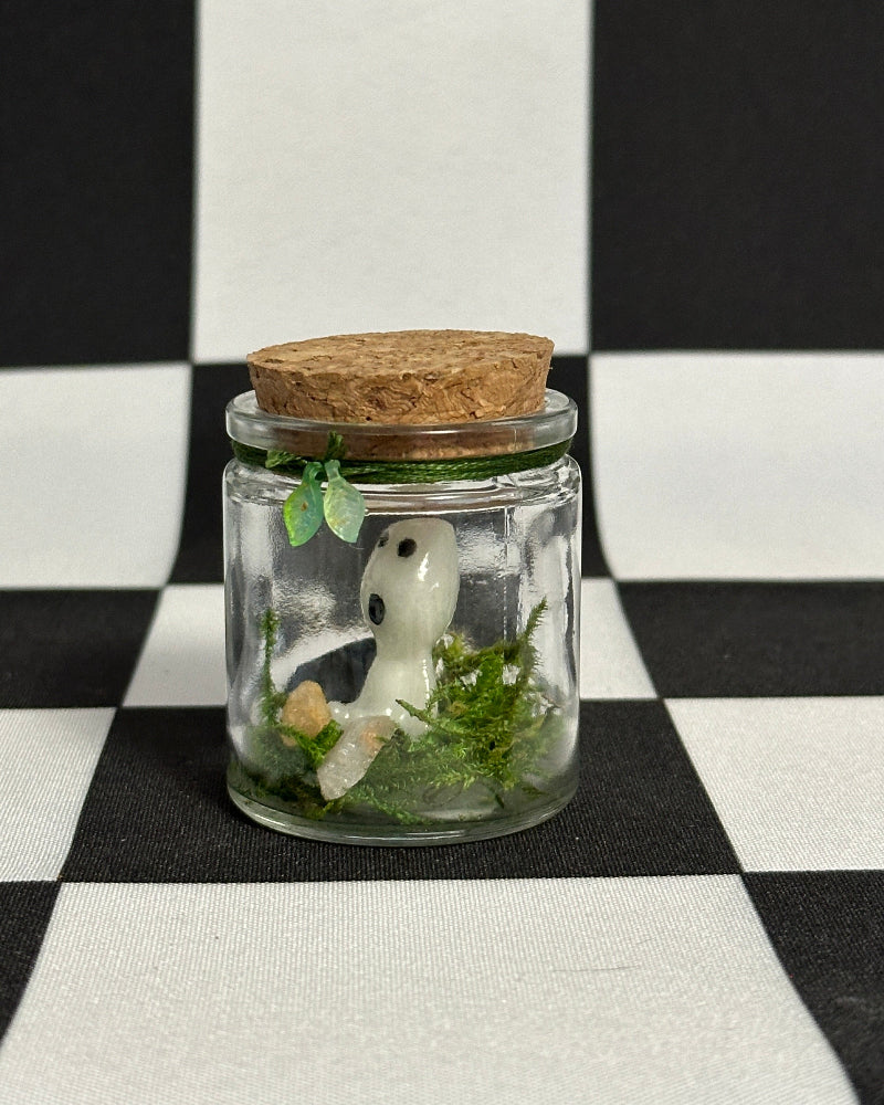 Kodama Terrarium – Version 3 | Glow-in-the-Dark Forest Spirit Mini Display