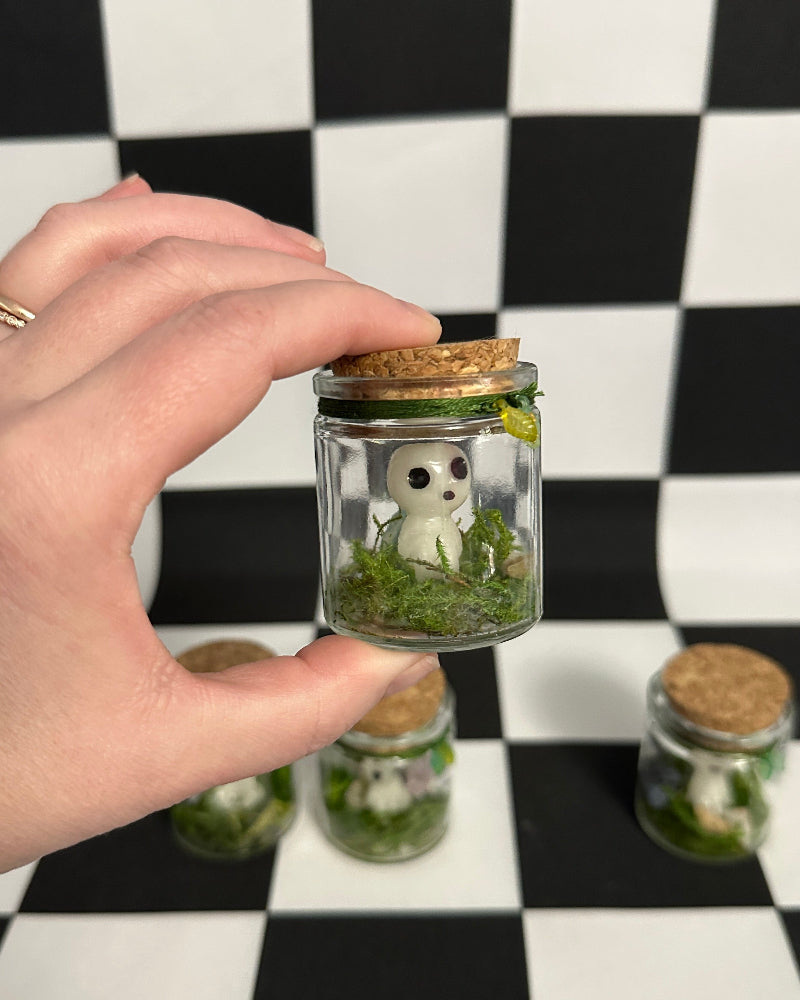 Kodama Terrarium – Version 4 | Glow-in-the-Dark Forest Spirit Mini Display