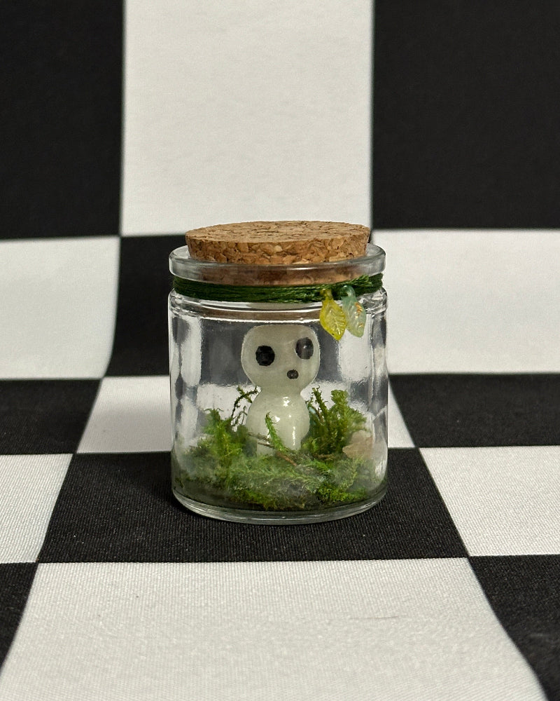 Kodama Terrarium – Version 4 | Glow-in-the-Dark Forest Spirit Mini Display