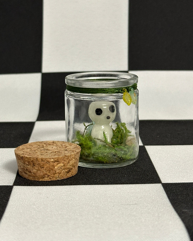 Kodama Terrarium – Version 4 | Glow-in-the-Dark Forest Spirit Mini Display