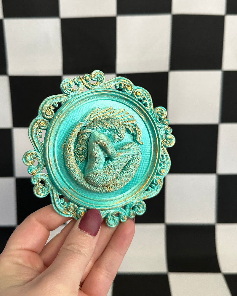 Mermaid Cameo Magnet | Coastal Fantasy Mini Wall Art & Vintage Curiosity Decor